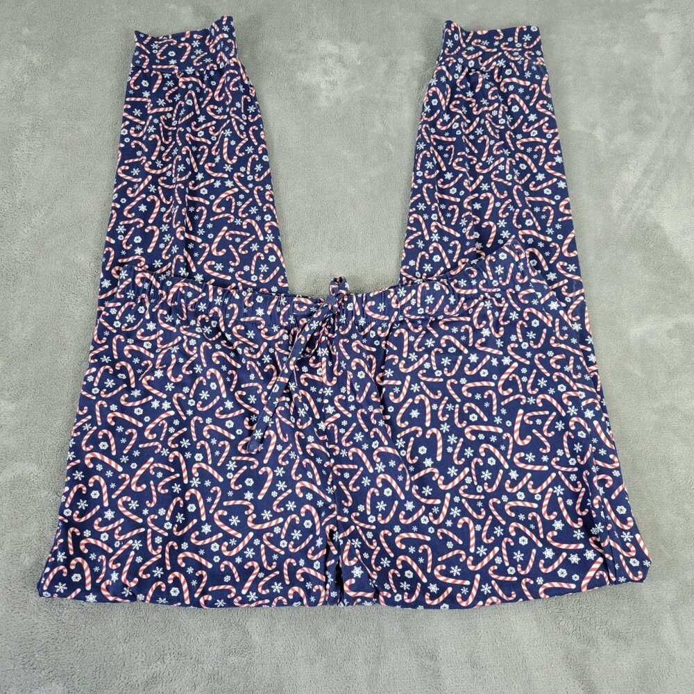 Merry Makers Christmas Pajama Pants Women XL Blue Candy Cane Festive NOV155E